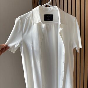 Men's Shot Sleeve White Button Down Shirt